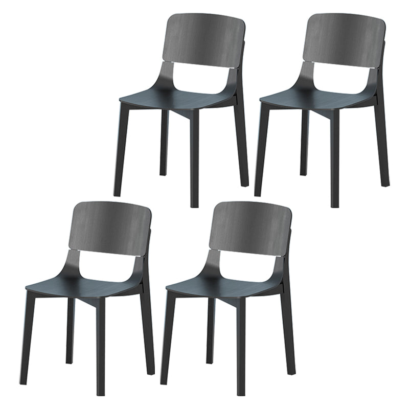 Nordic Style Solid Wood Dining Room Chair Armless Open Back Dining Side Chair for Home Use