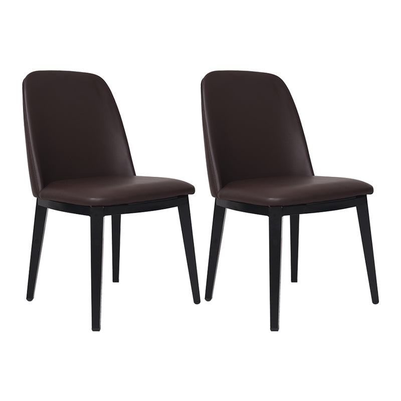 Contemporary Style Dining Side Chair Armless Kitchen Chair with Wooden Legs
