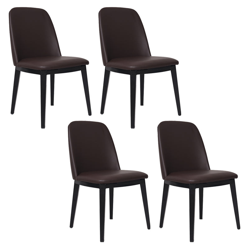 Contemporary Style Dining Side Chair Armless Kitchen Chair with Wooden Legs