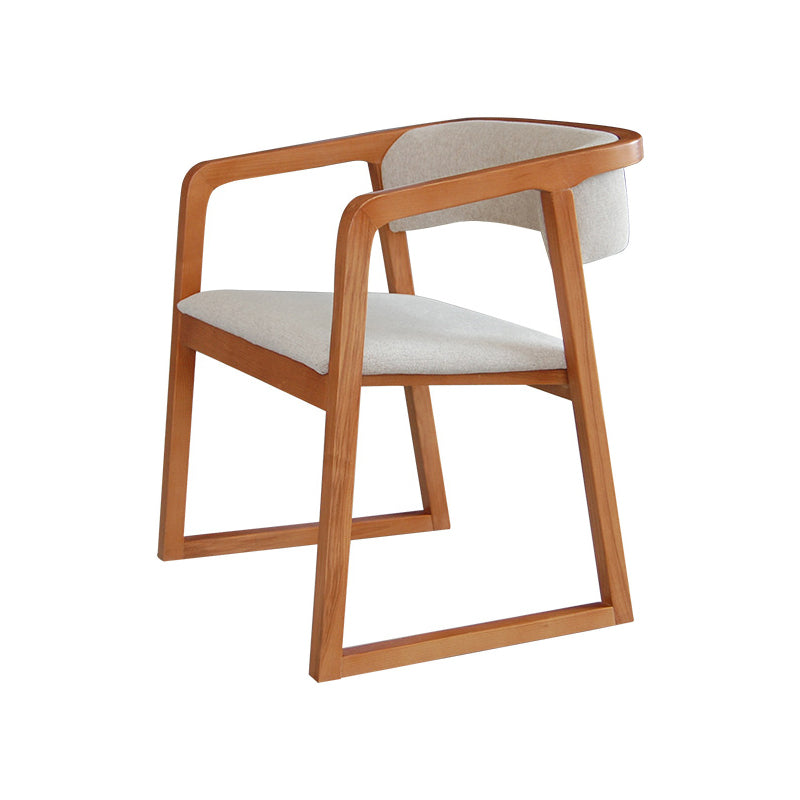 Glam Style Wooden Dining Arm Chair Matte Finish Open Back Dining Chair for Dinning Room