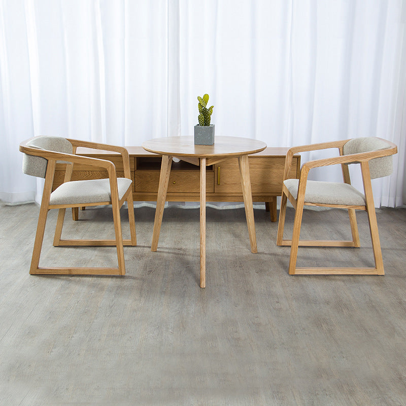 Glam Style Wooden Dining Arm Chair Matte Finish Open Back Dining Chair for Dinning Room