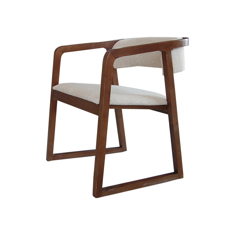 Glam Style Wooden Dining Arm Chair Matte Finish Open Back Dining Chair for Dinning Room