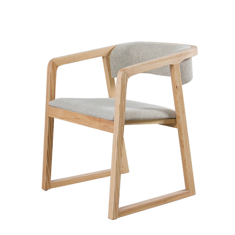 Glam Style Wooden Dining Arm Chair Matte Finish Open Back Dining Chair for Dinning Room