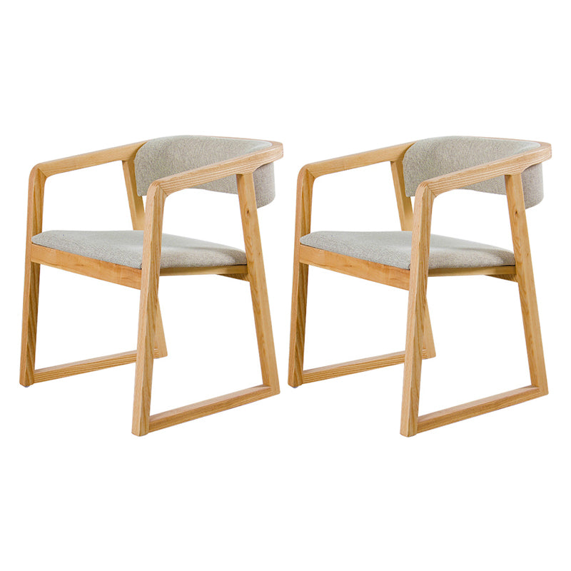 Glam Style Wooden Dining Arm Chair Matte Finish Open Back Dining Chair for Dinning Room