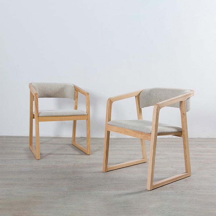 Glam Style Wooden Dining Arm Chair Matte Finish Open Back Dining Chair for Dinning Room