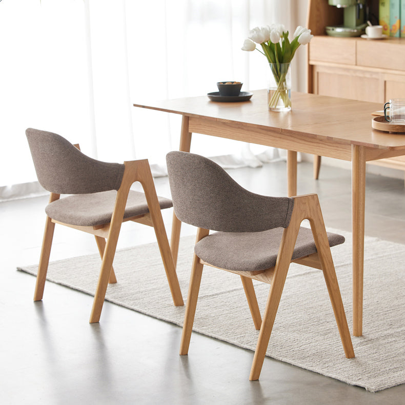 Chaise de salle à manger latérale contemporaine en bois massif, chaise d'appoint à dossier ouvert pour usage domestique