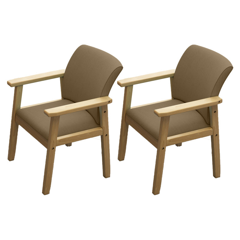Modern Kitchen Khaki Dining Arm Chair Solid Wood Solid Back Dining Arm Chair