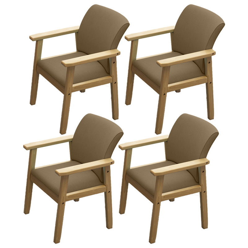 Modern Kitchen Khaki Dining Arm Chair Solid Wood Solid Back Dining Arm Chair
