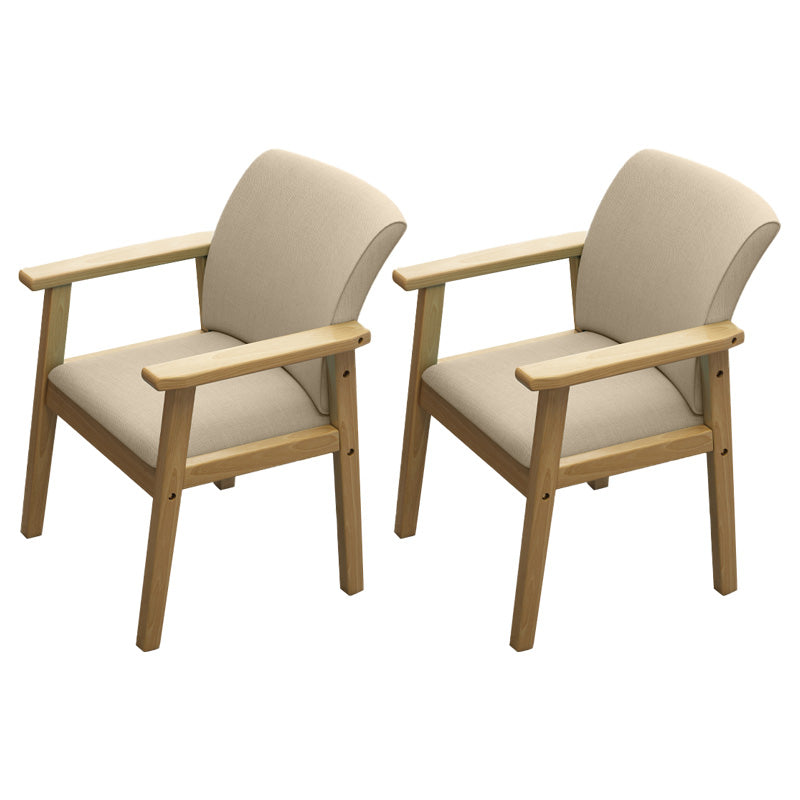 Modern Kitchen Khaki Dining Arm Chair Solid Wood Solid Back Dining Arm Chair