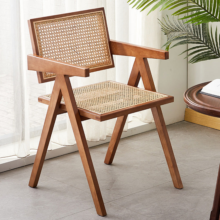 Contemporary Open Back Kitchen Dining Arm Chair Solid Wood Dining Arm Chair