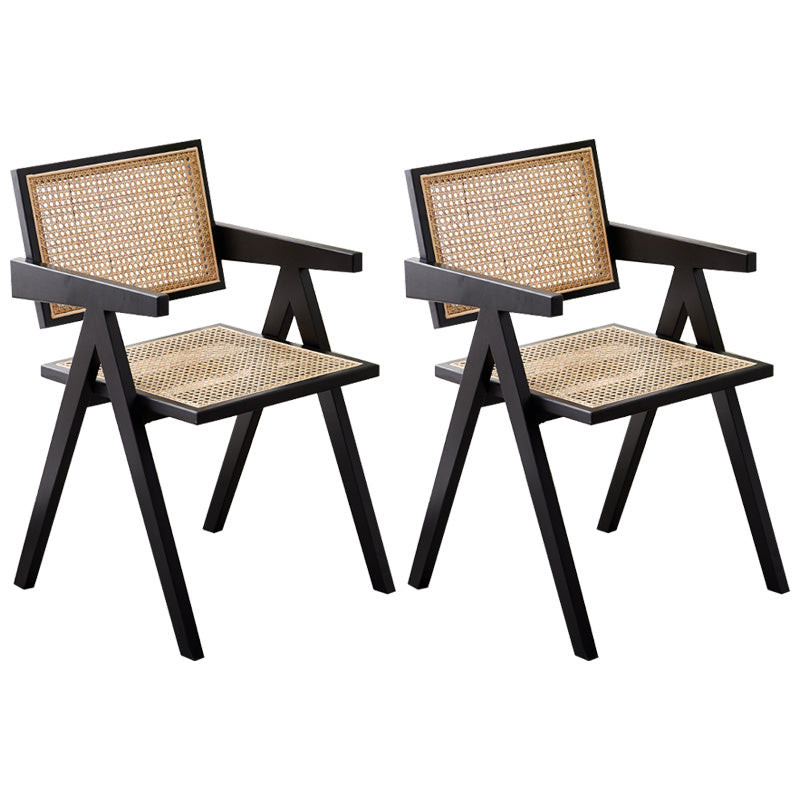 Contemporary Open Back Kitchen Dining Arm Chair Solid Wood Dining Arm Chair