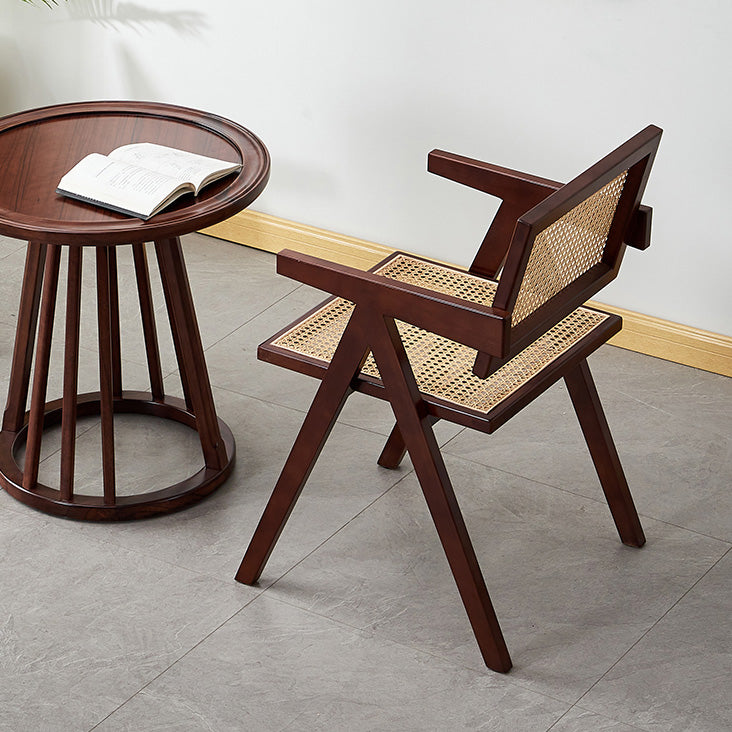 Contemporary Open Back Kitchen Dining Arm Chair Solid Wood Dining Arm Chair
