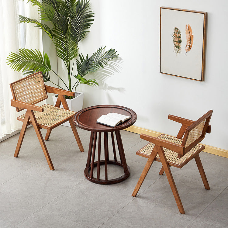 Contemporary Open Back Kitchen Dining Arm Chair Solid Wood Dining Arm Chair