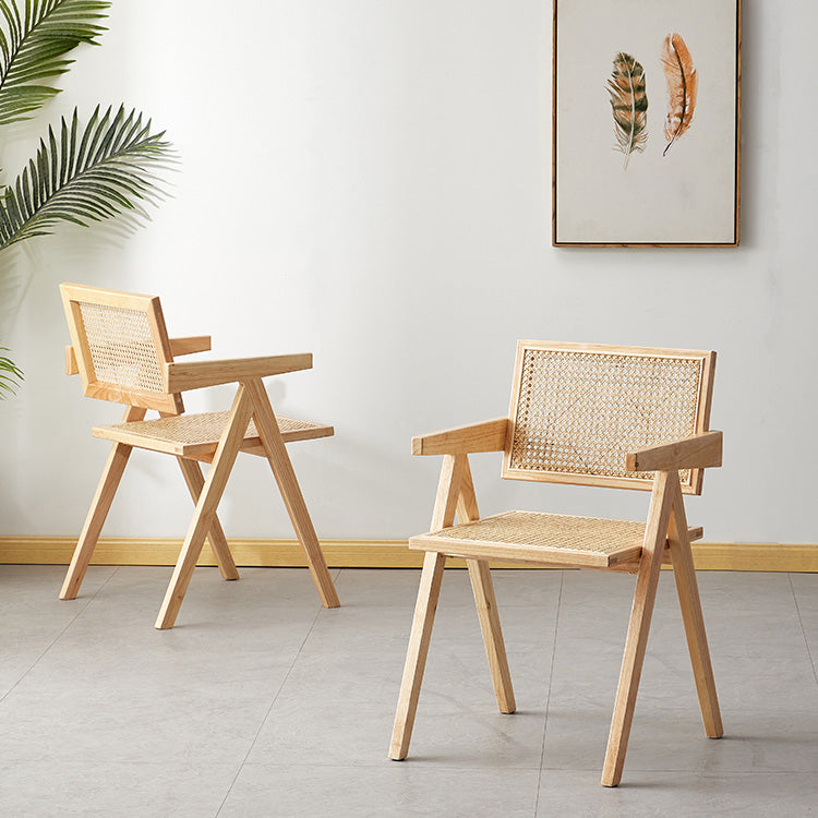 Contemporary Open Back Kitchen Dining Arm Chair Solid Wood Dining Arm Chair