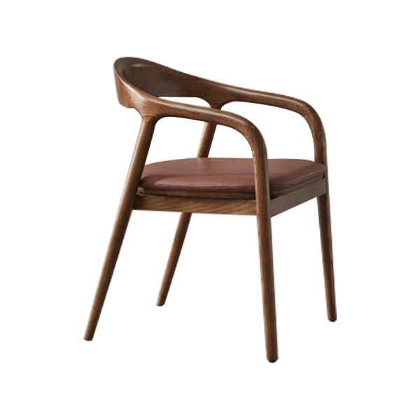Traditional Style Solid Wood Dining Arm Chair Matte Finish Open Back Dining Chair
