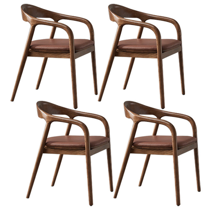 Traditional Style Solid Wood Dining Arm Chair Matte Finish Open Back Dining Chair