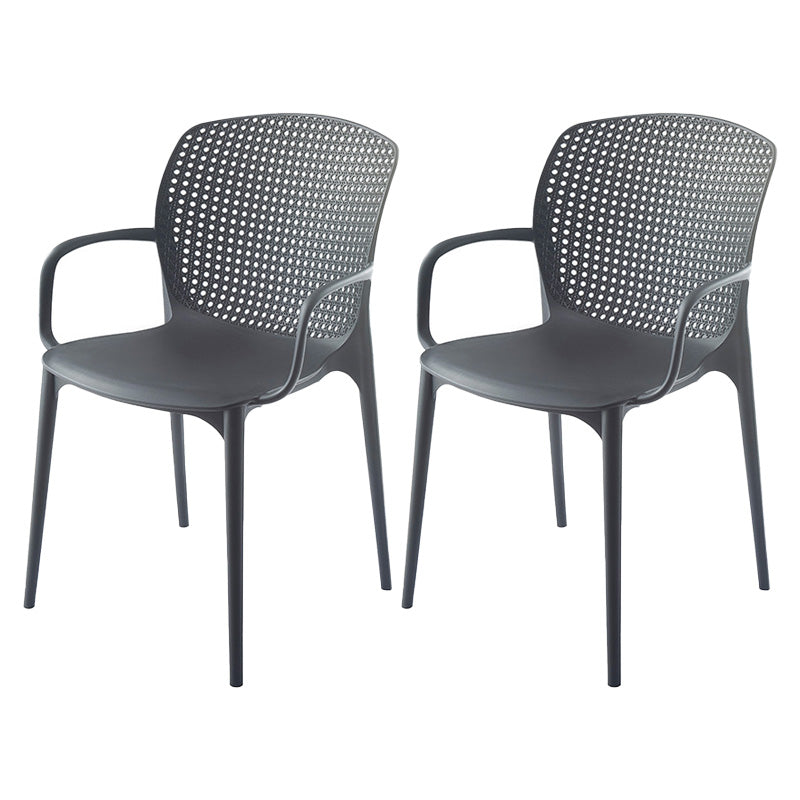 Glam Style Plastic Dining Arm Chair Matte Finish Dining Chair for Dinning Room