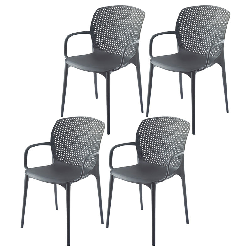 Glam Style Plastic Dining Arm Chair Matte Finish Dining Chair for Dinning Room
