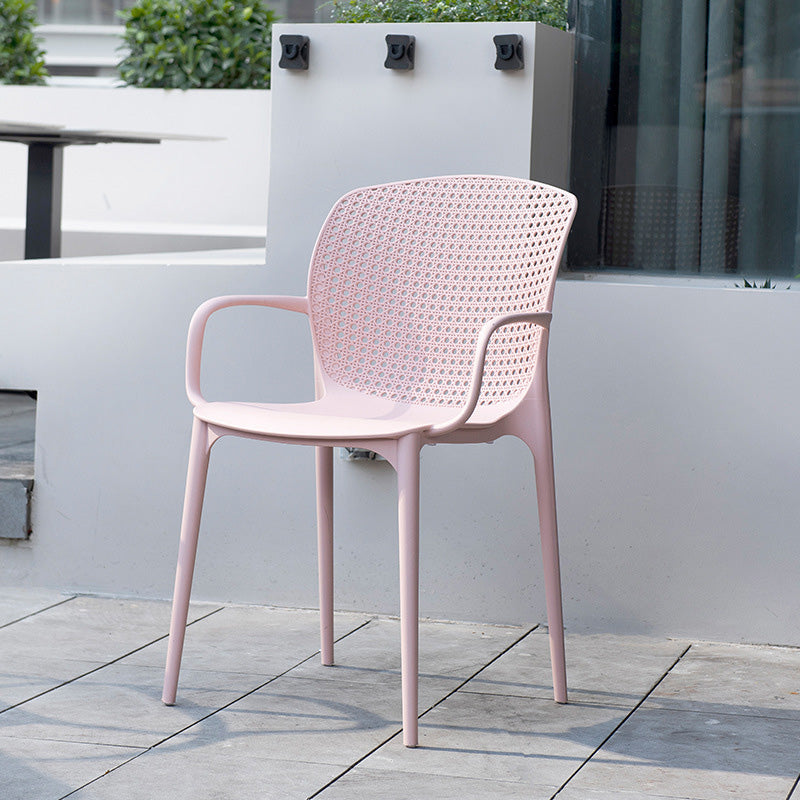Glam Style Plastic Dining Arm Chair Matte Finish Dining Chair for Dinning Room