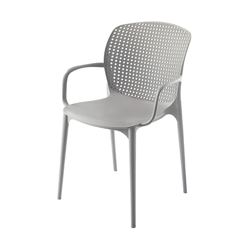 Glam Style Plastic Dining Arm Chair Matte Finish Dining Chair for Dinning Room