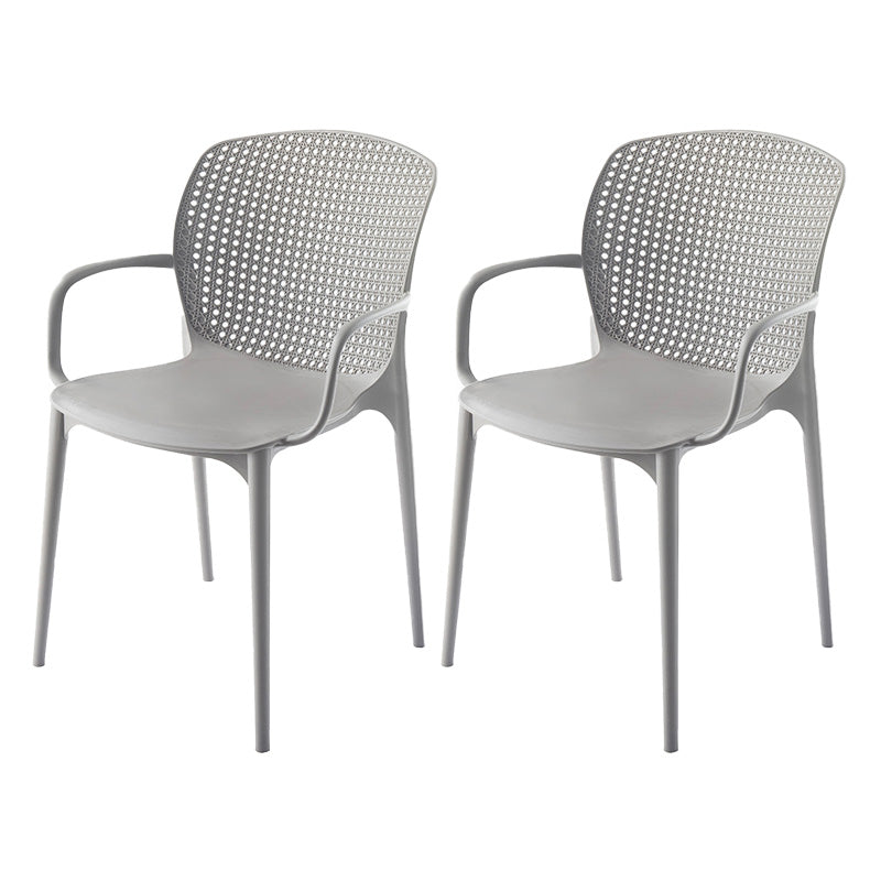 Glam Style Plastic Dining Arm Chair Matte Finish Dining Chair for Dinning Room
