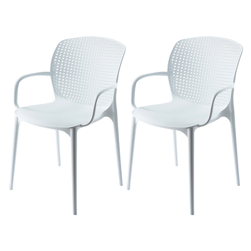 Glam Style Plastic Dining Arm Chair Matte Finish Dining Chair for Dinning Room