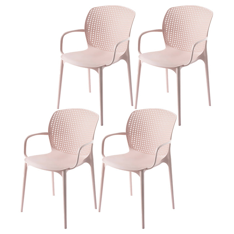 Glam Style Plastic Dining Arm Chair Matte Finish Dining Chair for Dinning Room