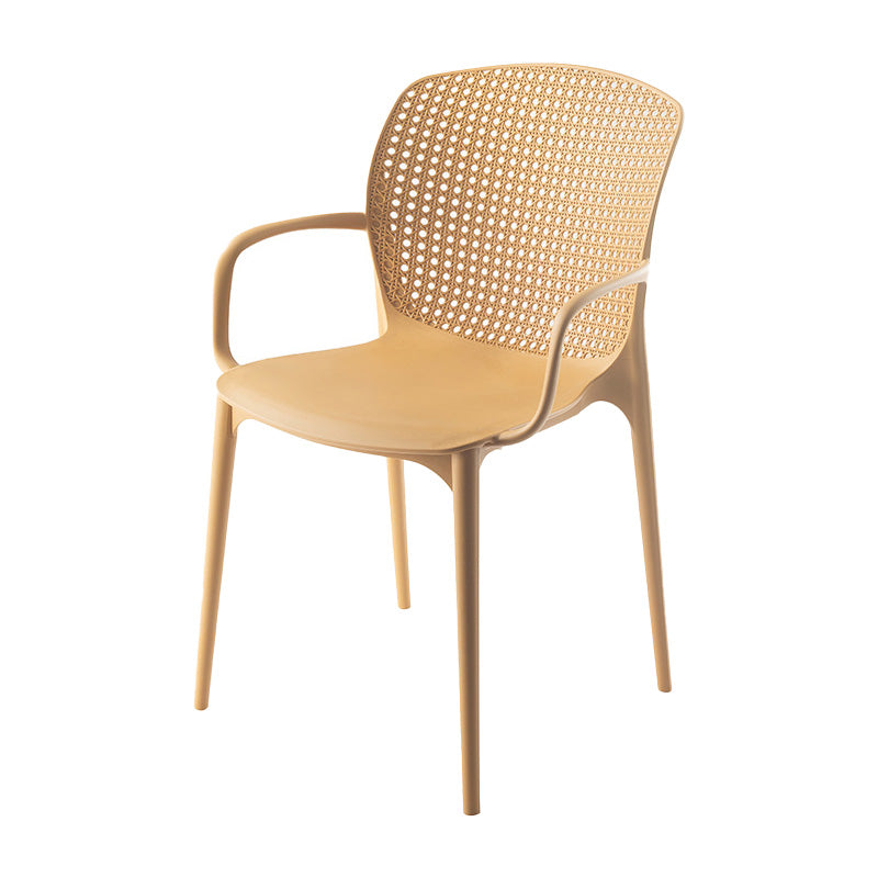 Glam Style Plastic Dining Arm Chair Matte Finish Dining Chair for Dinning Room