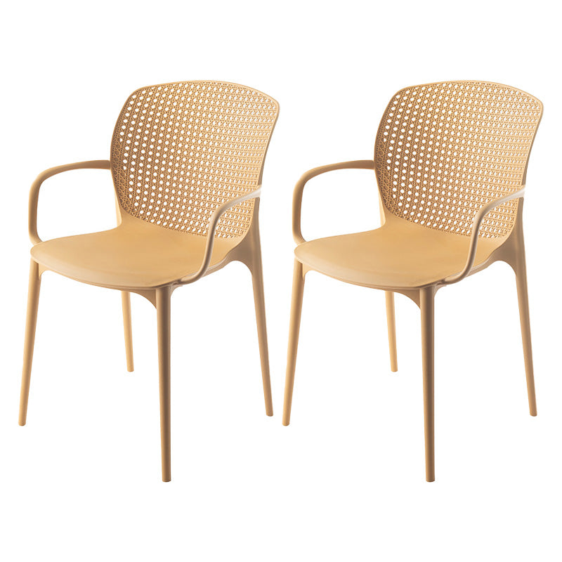 Glam Style Plastic Dining Arm Chair Matte Finish Dining Chair for Dinning Room