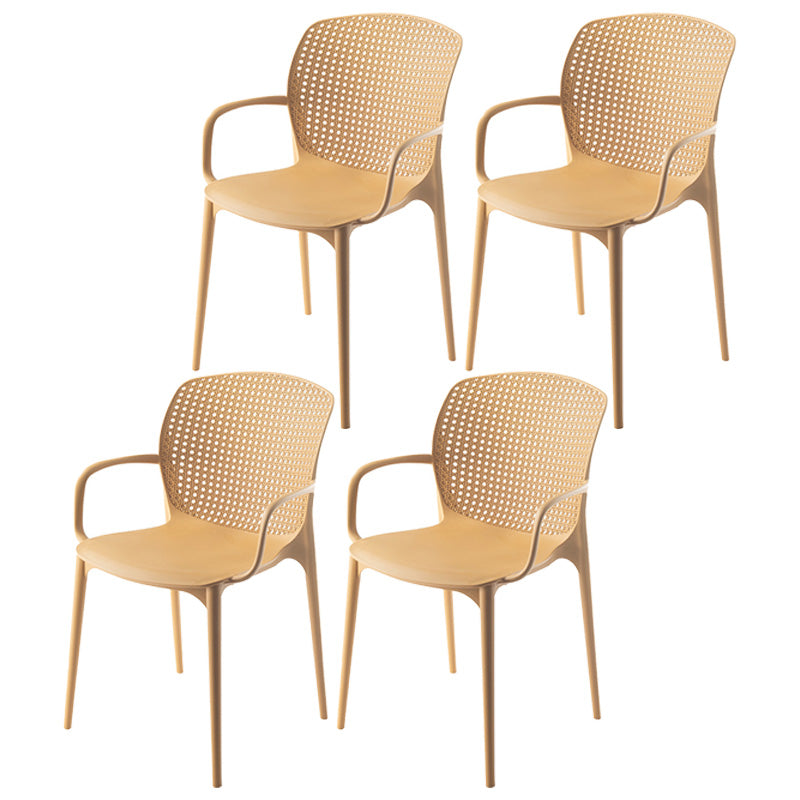 Glam Style Plastic Dining Arm Chair Matte Finish Dining Chair for Dinning Room