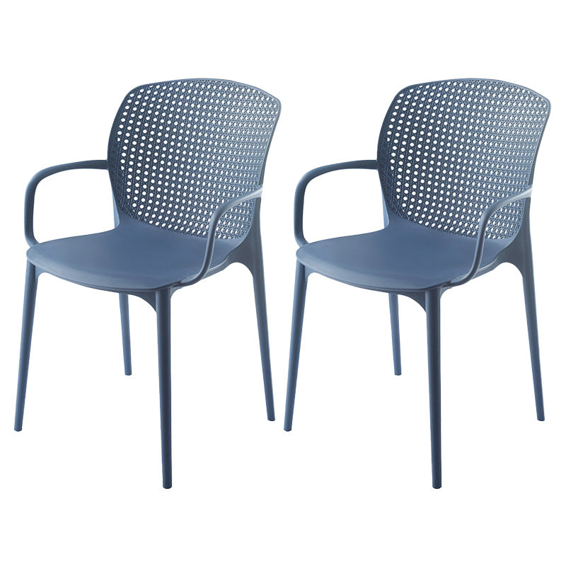 Glam Style Plastic Dining Arm Chair Matte Finish Dining Chair for Dinning Room