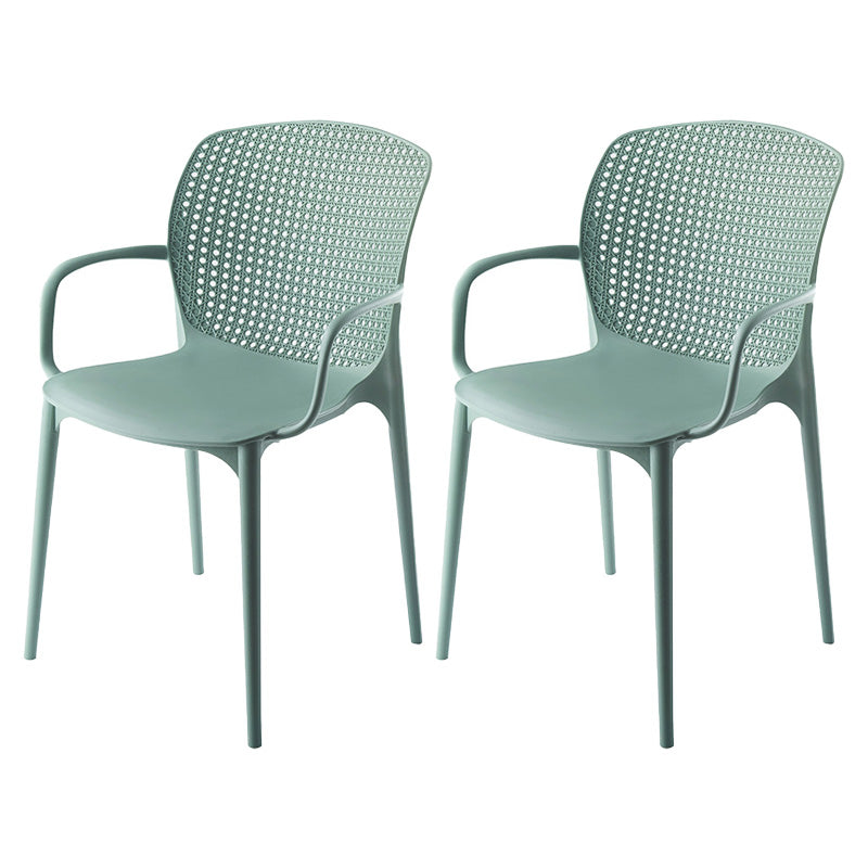 Glam Style Plastic Dining Arm Chair Matte Finish Dining Chair for Dinning Room