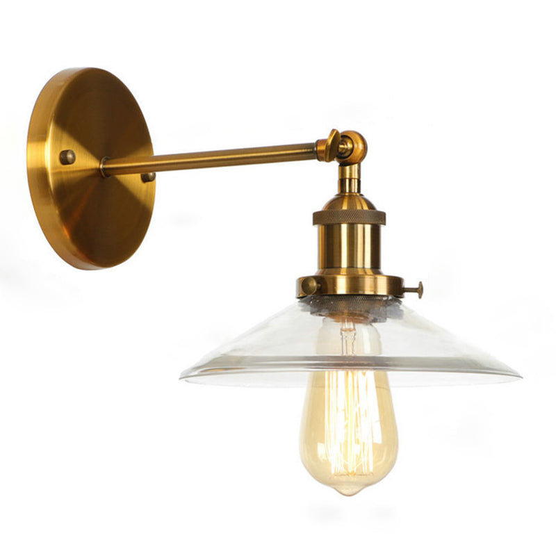 Illuminazione da parete geometrica vetro in stile industriale 1 luce sconce in ottone