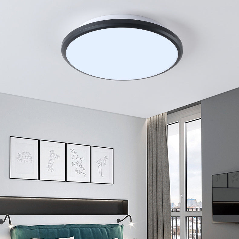 Plastic Round Flush Mount Light Fixtures Modern Style 1-Light Flush Ceiling Lamp