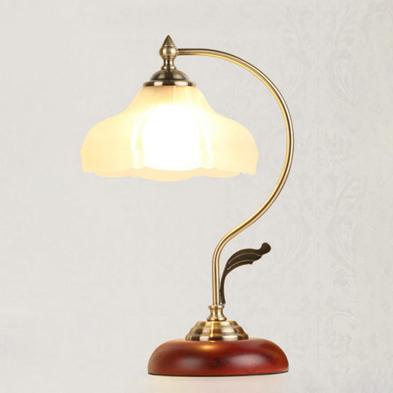 Flower Table Light Modern Nightstand Lamps Wood 1 Light Table Lamp in Gold