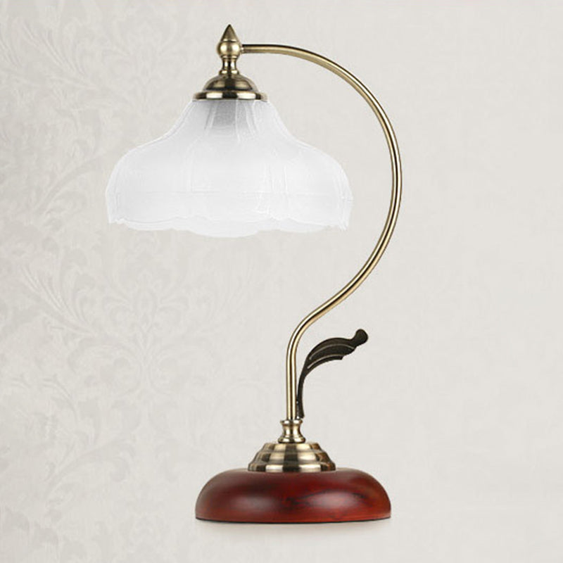 Flower Table Light Modern Nightstand Lamps Wood 1 Light Table Lamp in Gold
