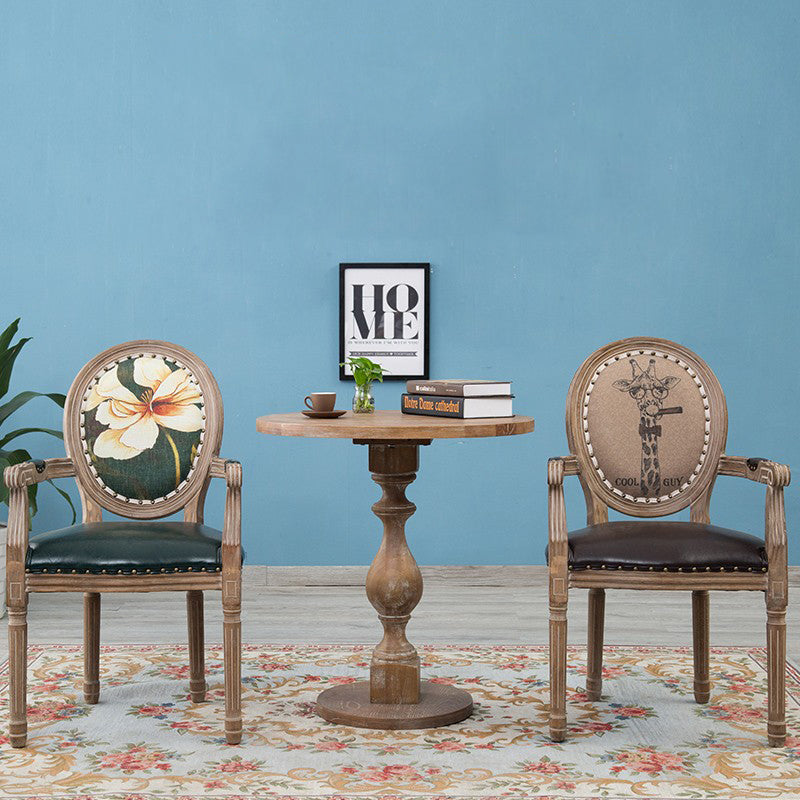Farmhouse Dining Arm Chair King Louis Back Side Chair with Wood Legs for Home Use