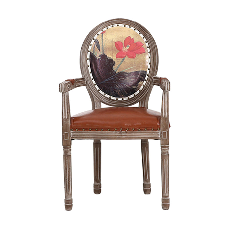 Fauteuil de salle à manger de ferme, chaise d'appoint à dossier King Louis avec pieds en bois pour usage domestique