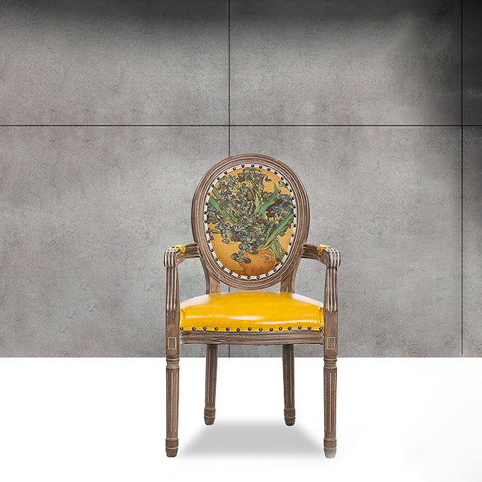 Fauteuil de salle à manger de ferme, chaise d'appoint à dossier King Louis avec pieds en bois pour usage domestique