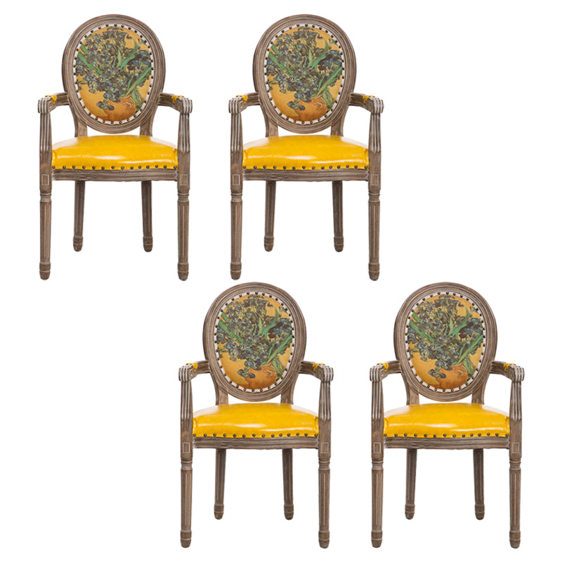 Farmhouse Dining Arm Chair King Louis Back Side Chair with Wood Legs for Home Use