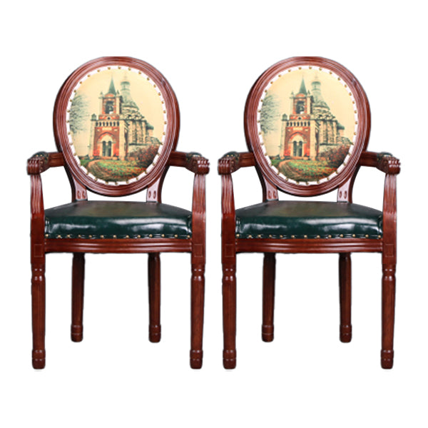 Farmhouse Dining Arm Chair King Louis Back Side Chair with Wood Legs for Home Use