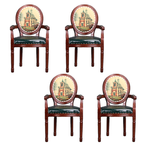 Farmhouse Dining Arm Chair King Louis Back Side Chair with Wood Legs for Home Use
