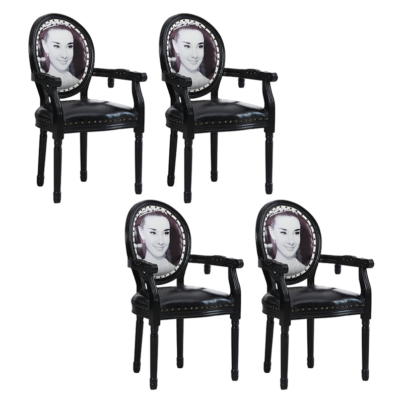 Farmhouse Dining Arm Chair King Louis Back Side Chair with Wood Legs for Home Use