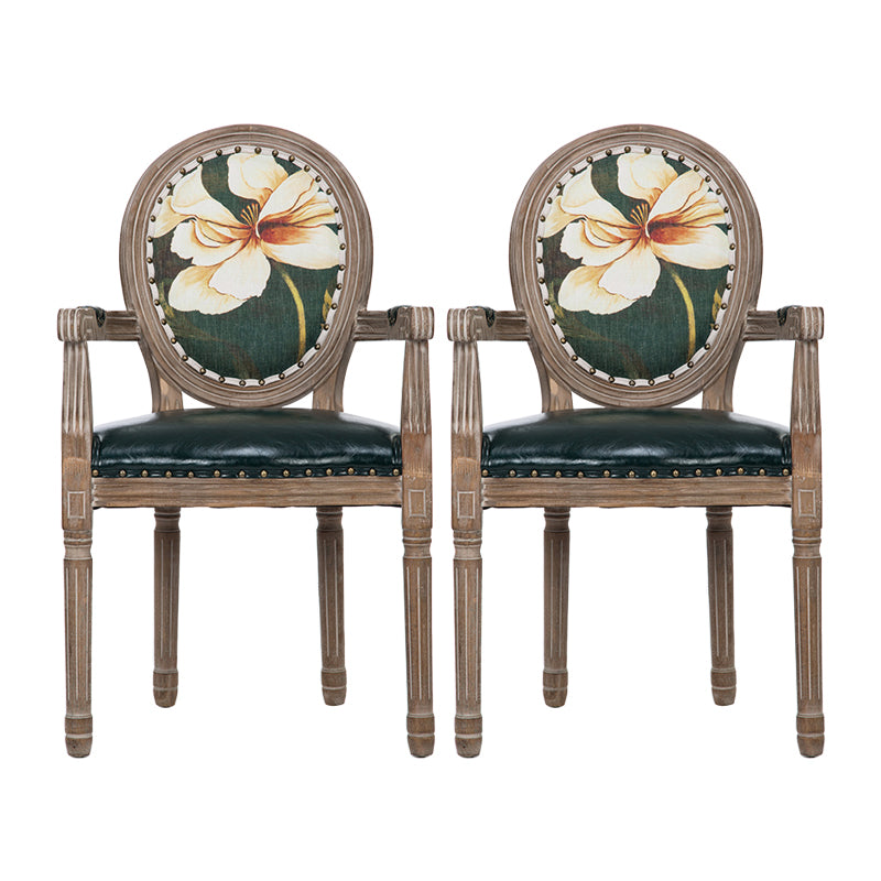 Farmhouse Dining Arm Chair King Louis Back Side Chair with Wood Legs for Home Use