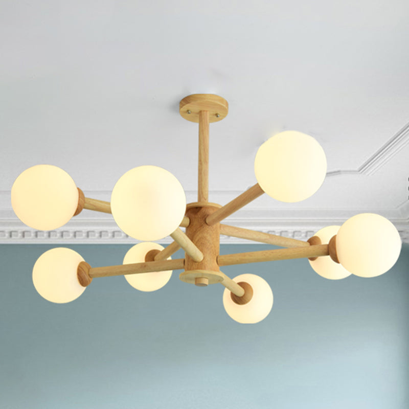 Light de lustre Globe Chandelier Light moderne la lampe de lustre en bronze beige moderne avec teinte en verre