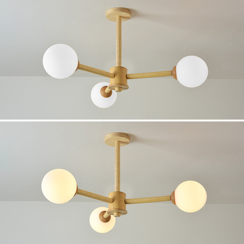 Light de lustre Globe Chandelier Light moderne la lampe de lustre en bronze beige moderne avec teinte en verre