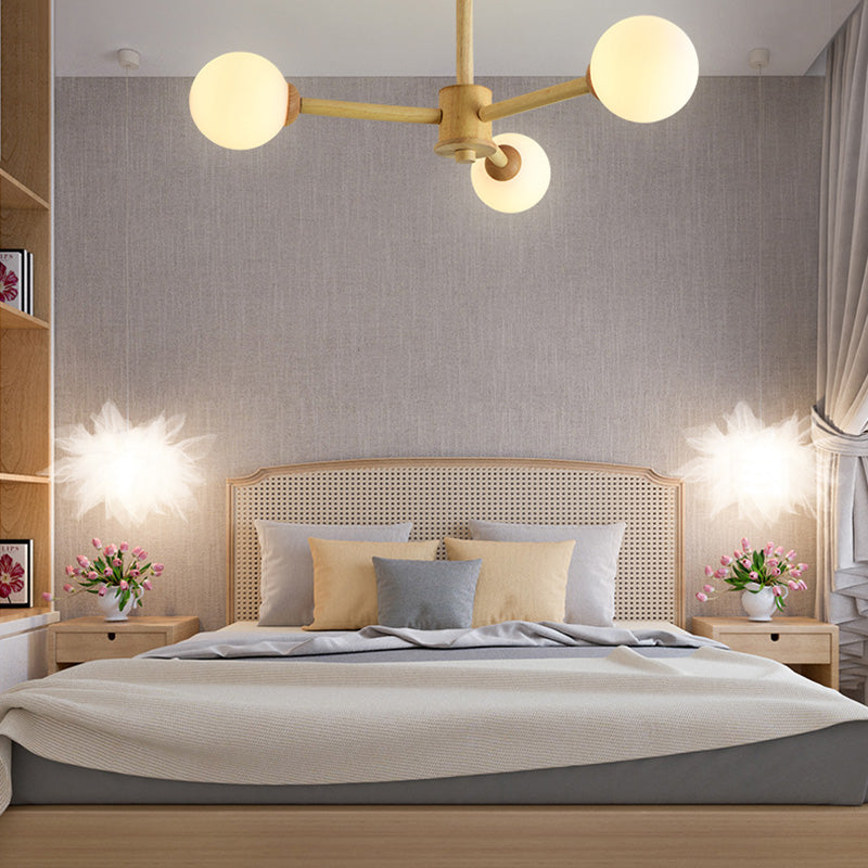 Light de lustre Globe Chandelier Light moderne la lampe de lustre en bronze beige moderne avec teinte en verre