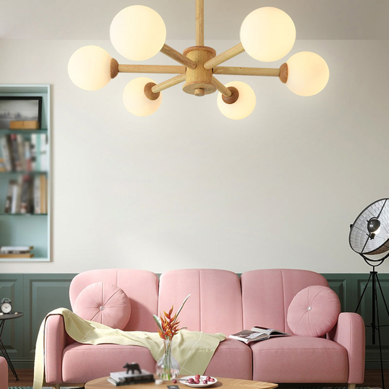 Light de lustre Globe Chandelier Light moderne la lampe de lustre en bronze beige moderne avec teinte en verre