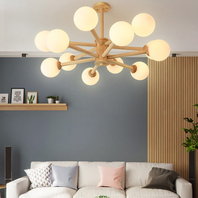 Light de lustre Globe Chandelier Light moderne la lampe de lustre en bronze beige moderne avec teinte en verre