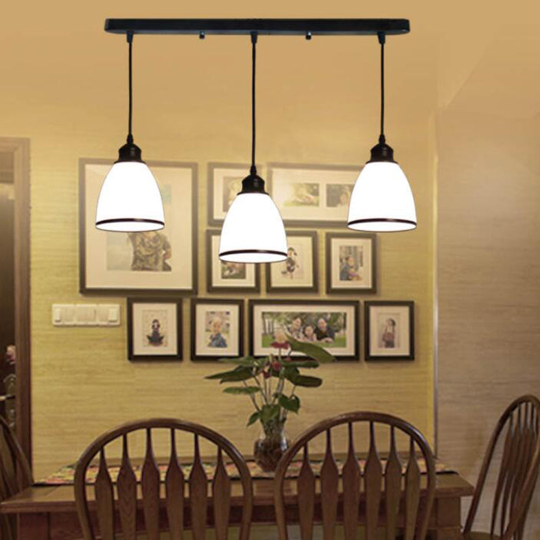 White Glass Hanging Lamps with Glossy Shade Industrial Suspension Pendant